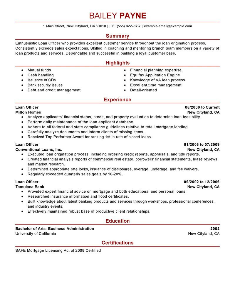 sample resume mortgage operations managerml