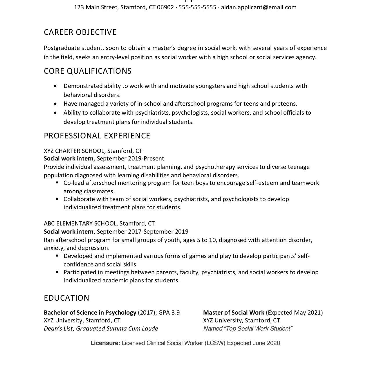 social worker cover letter example