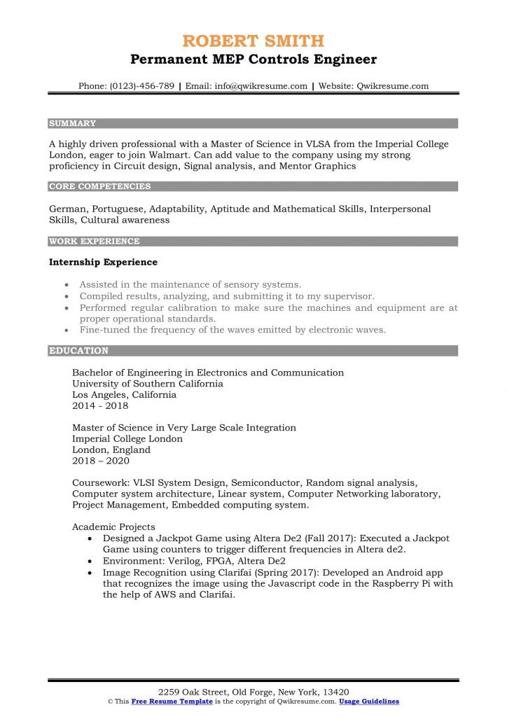 sample resume for study abroad