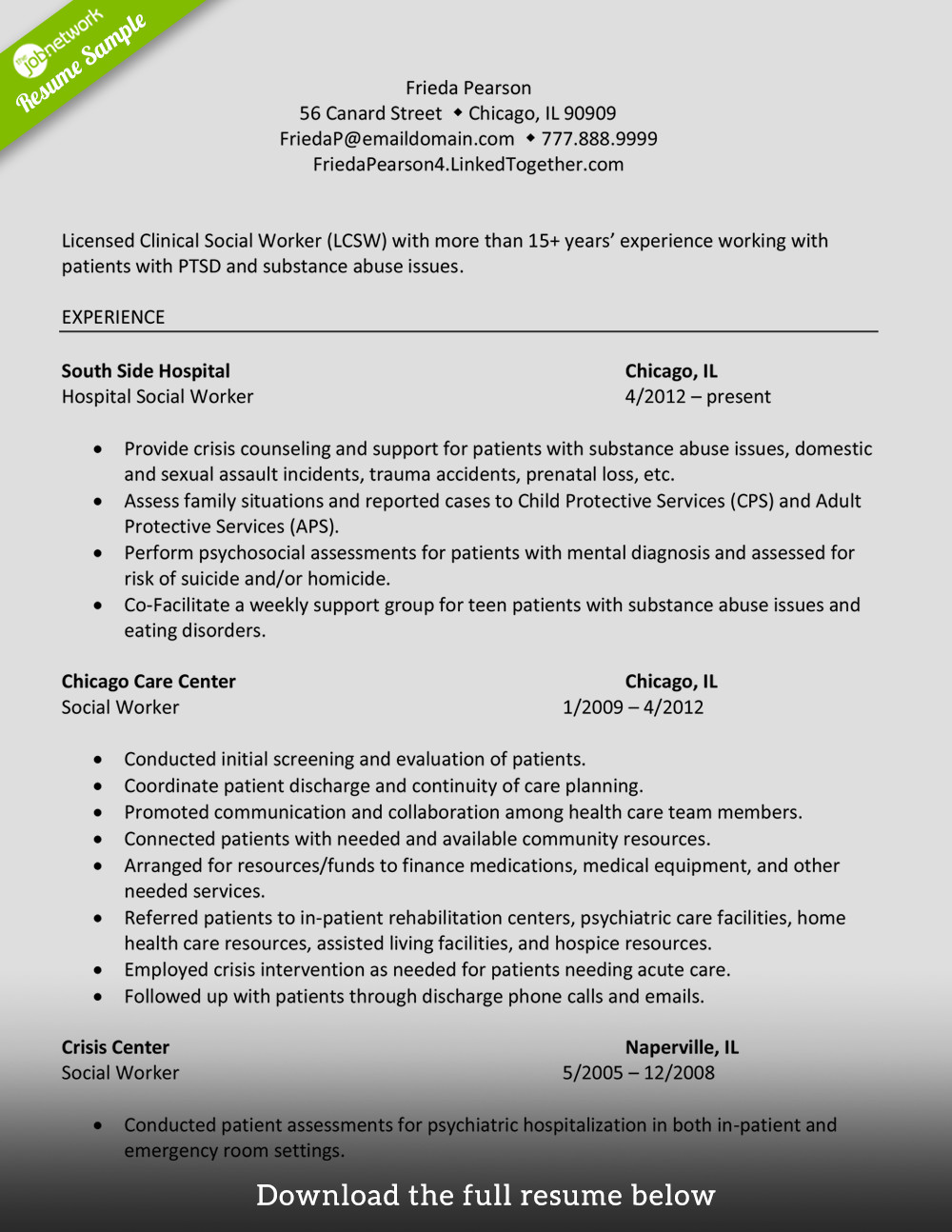 social worker resume with no experience