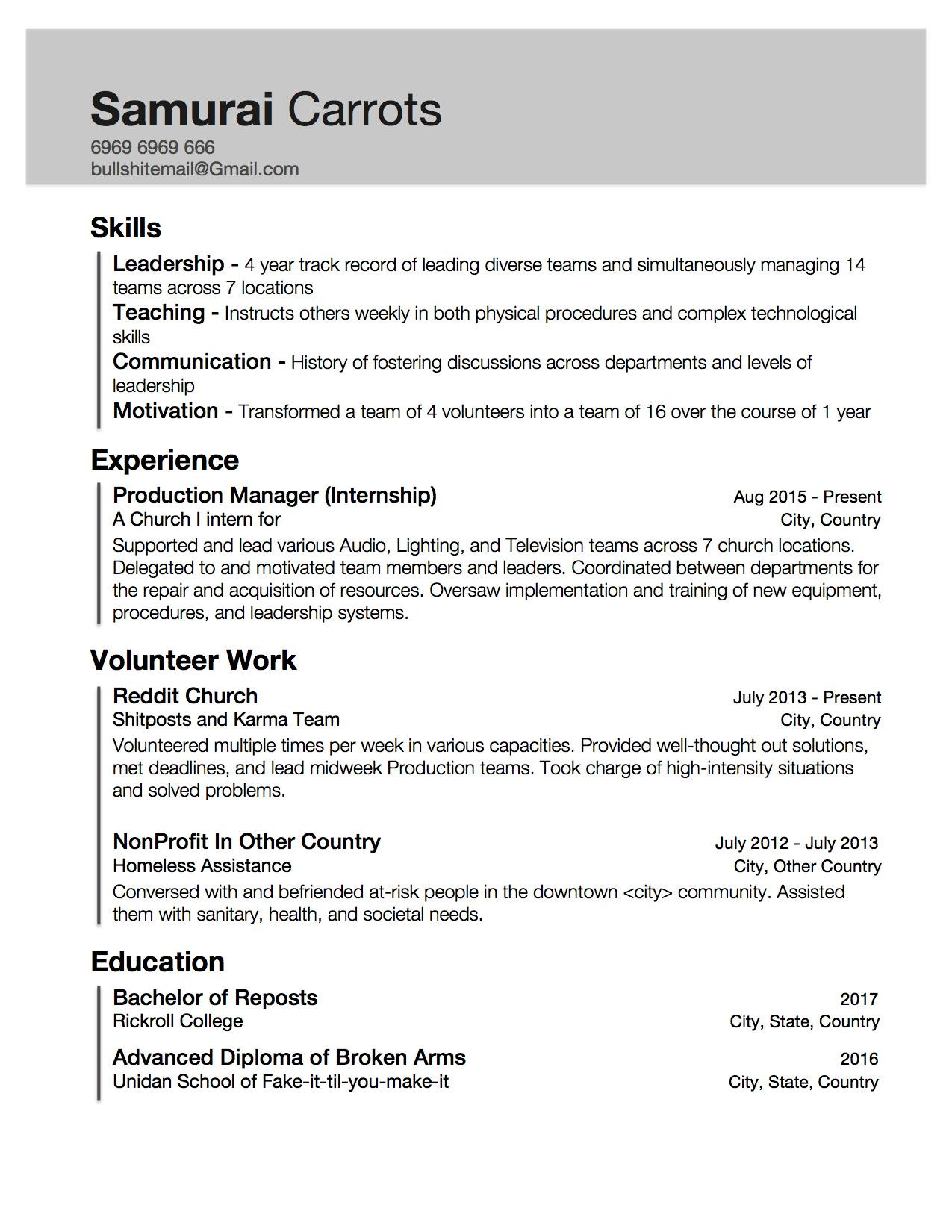 resume with little work experience but skills