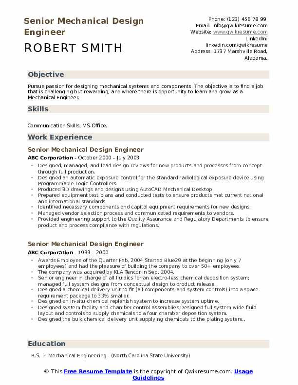 senior mechanical design engineer