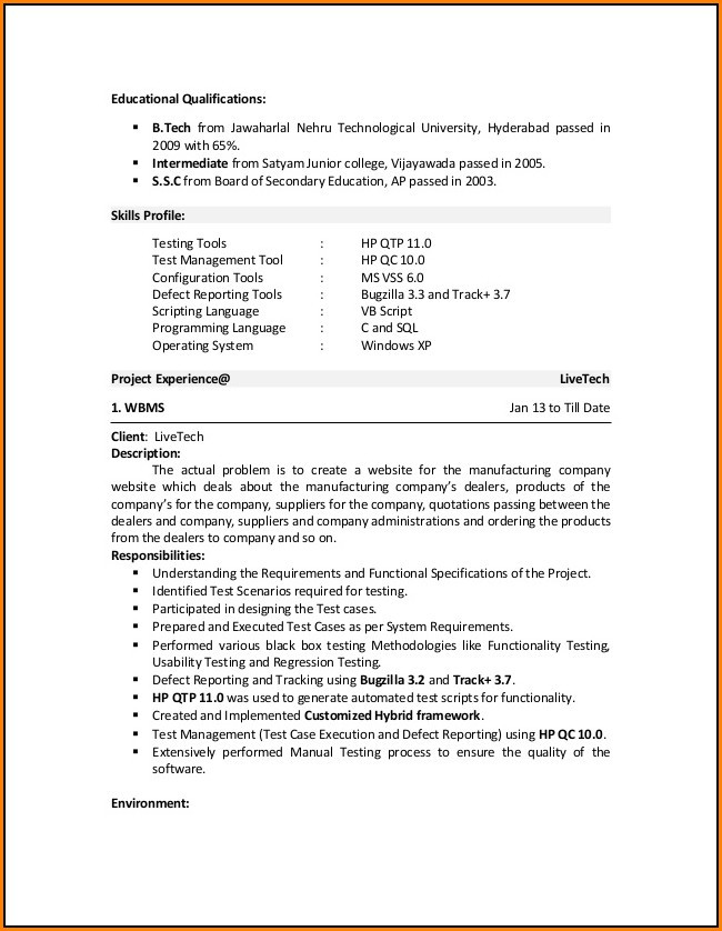 Software Tester Resume Sample for Freshers Sample Resume for software Tester Fresher Resume