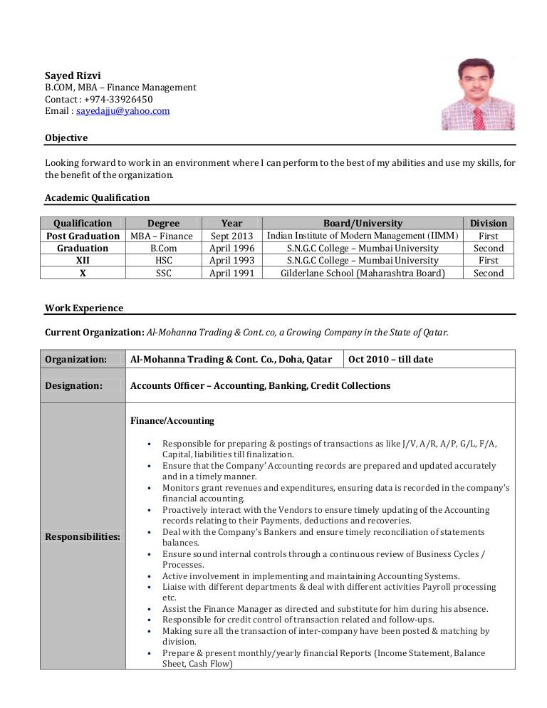 accountant resume sample india