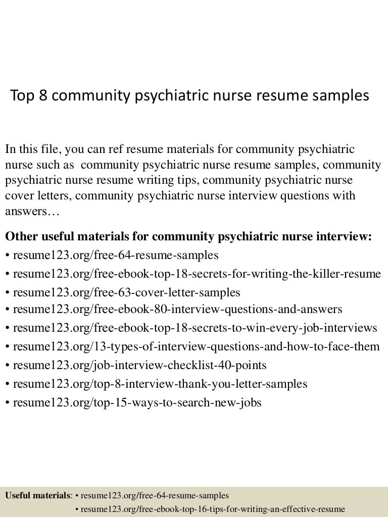 top 8 munity psychiatric nurse resume samples