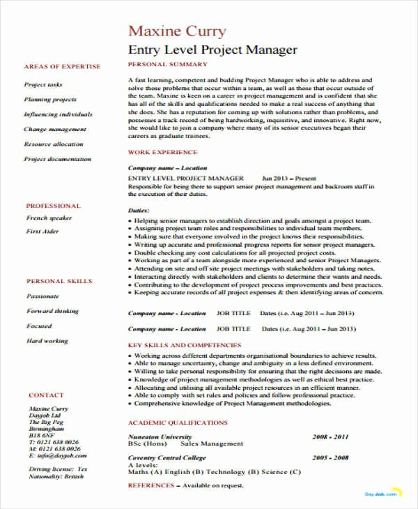 entry level project coordinator resume