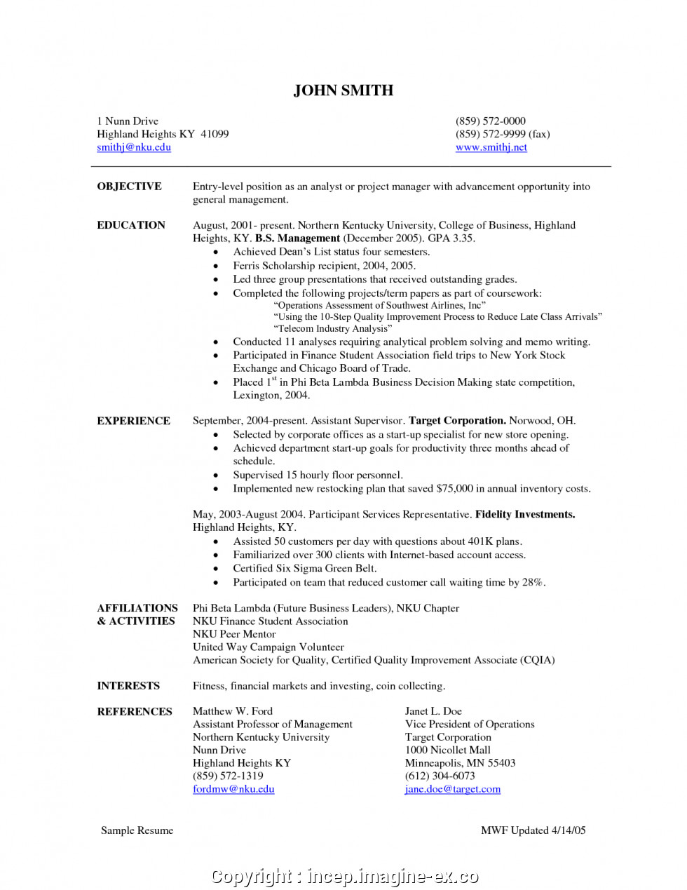 newest project manager resume example entry level