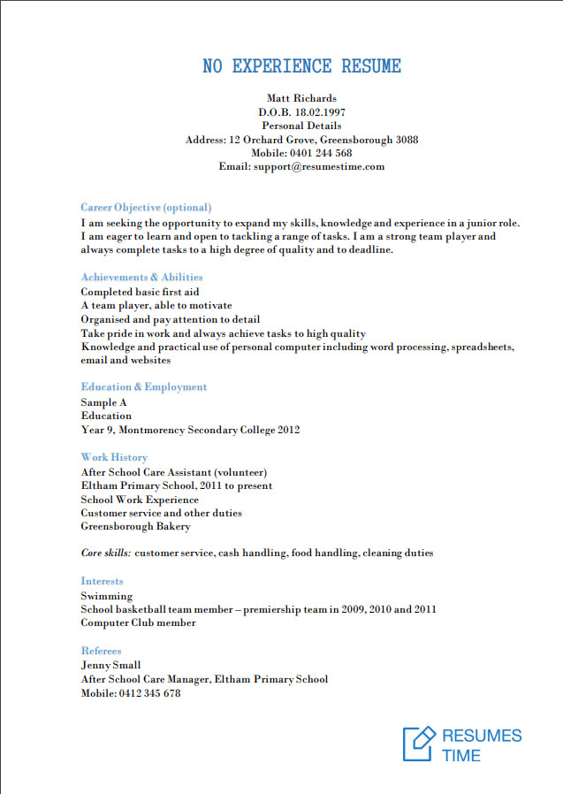 entry level resume samples