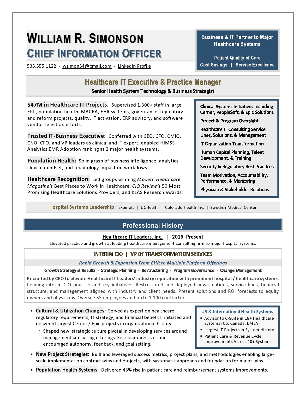 chief revenue officer sample resume