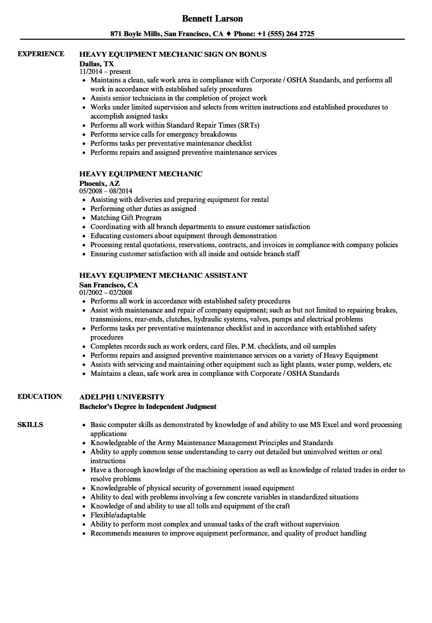 army mechanic resume examples