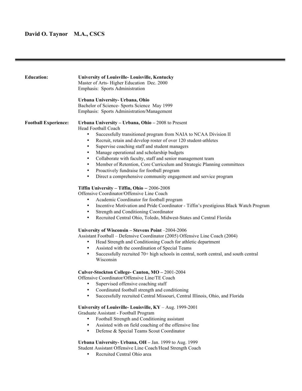 high school football coach resume pdfml