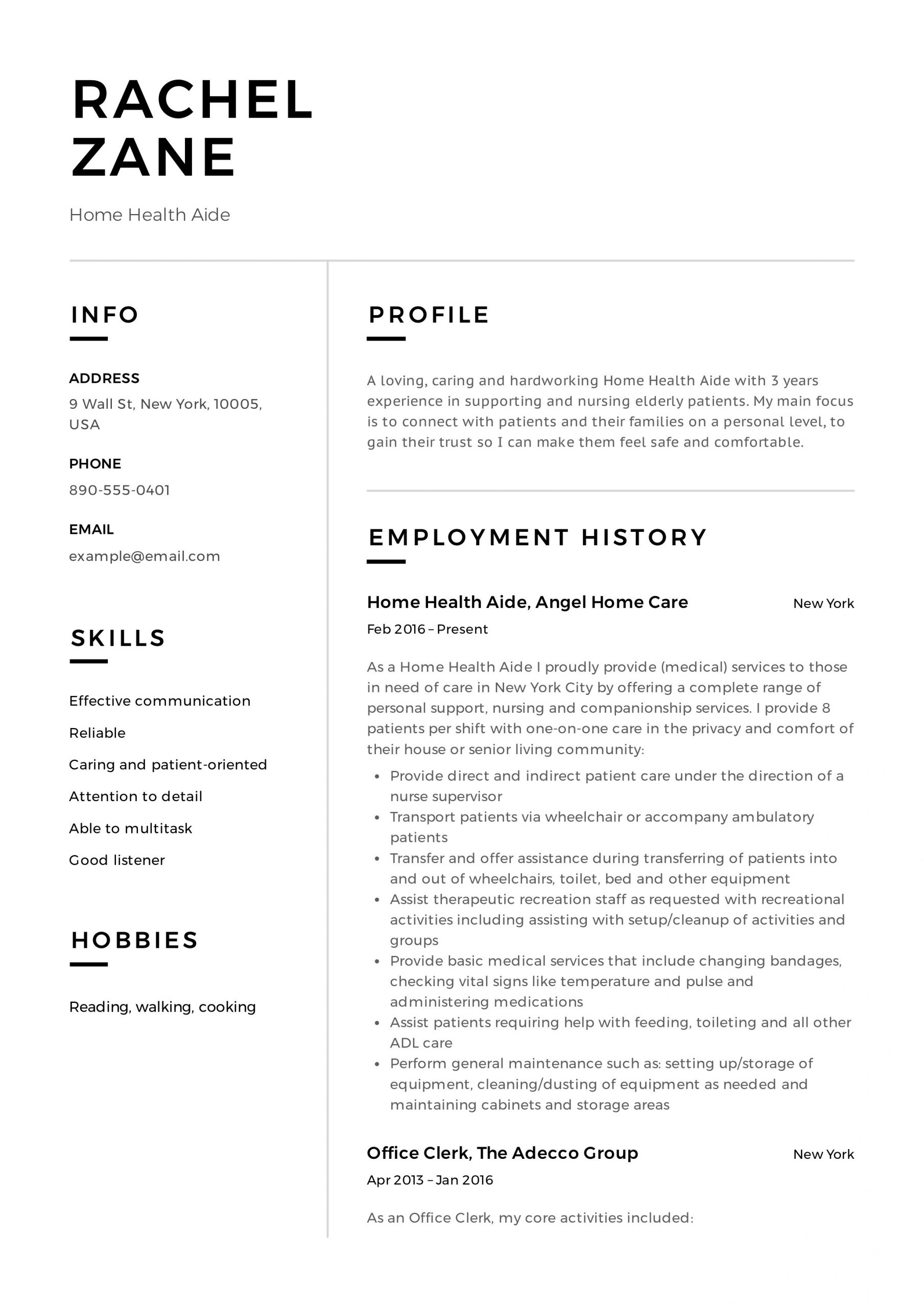 Home Health Aide Resume Objective Samples Home Health Aide Resume Sample & Writing Guide