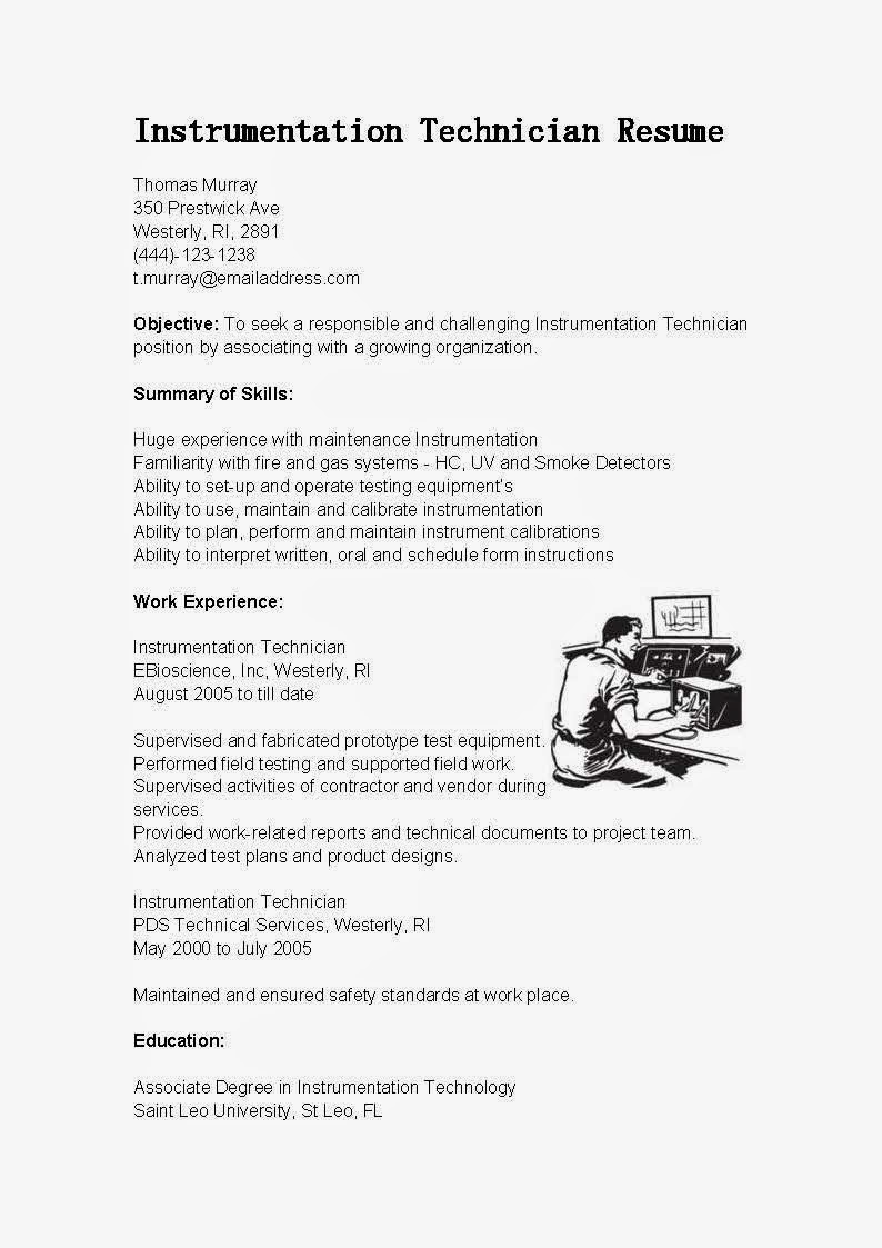 instrumentation and control technician resume sampleml