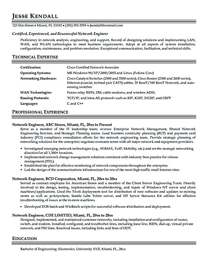 network security engineer resume sample