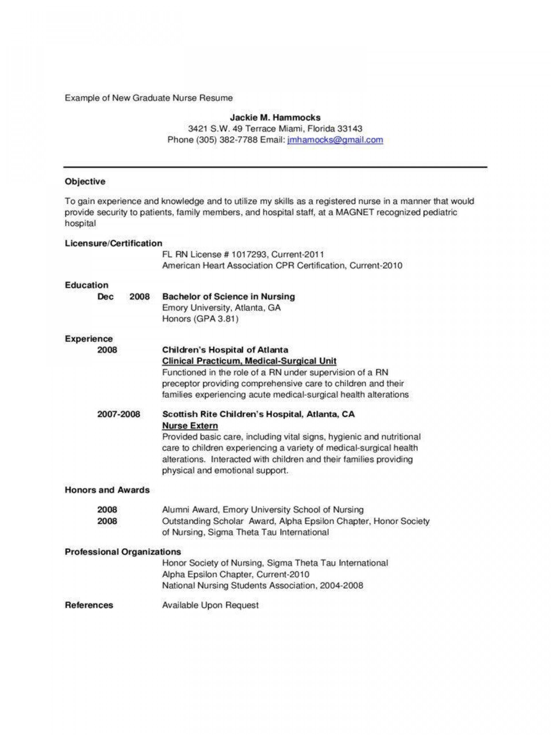 new grad rn resume with no experience template