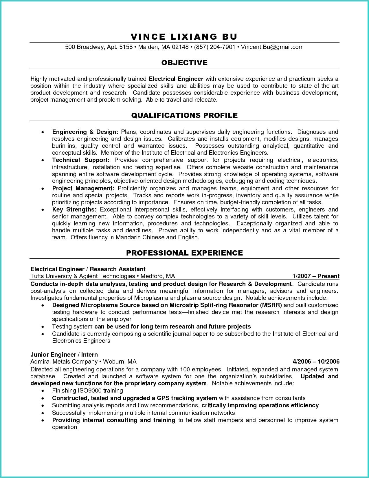 sample resume for new product development engineer