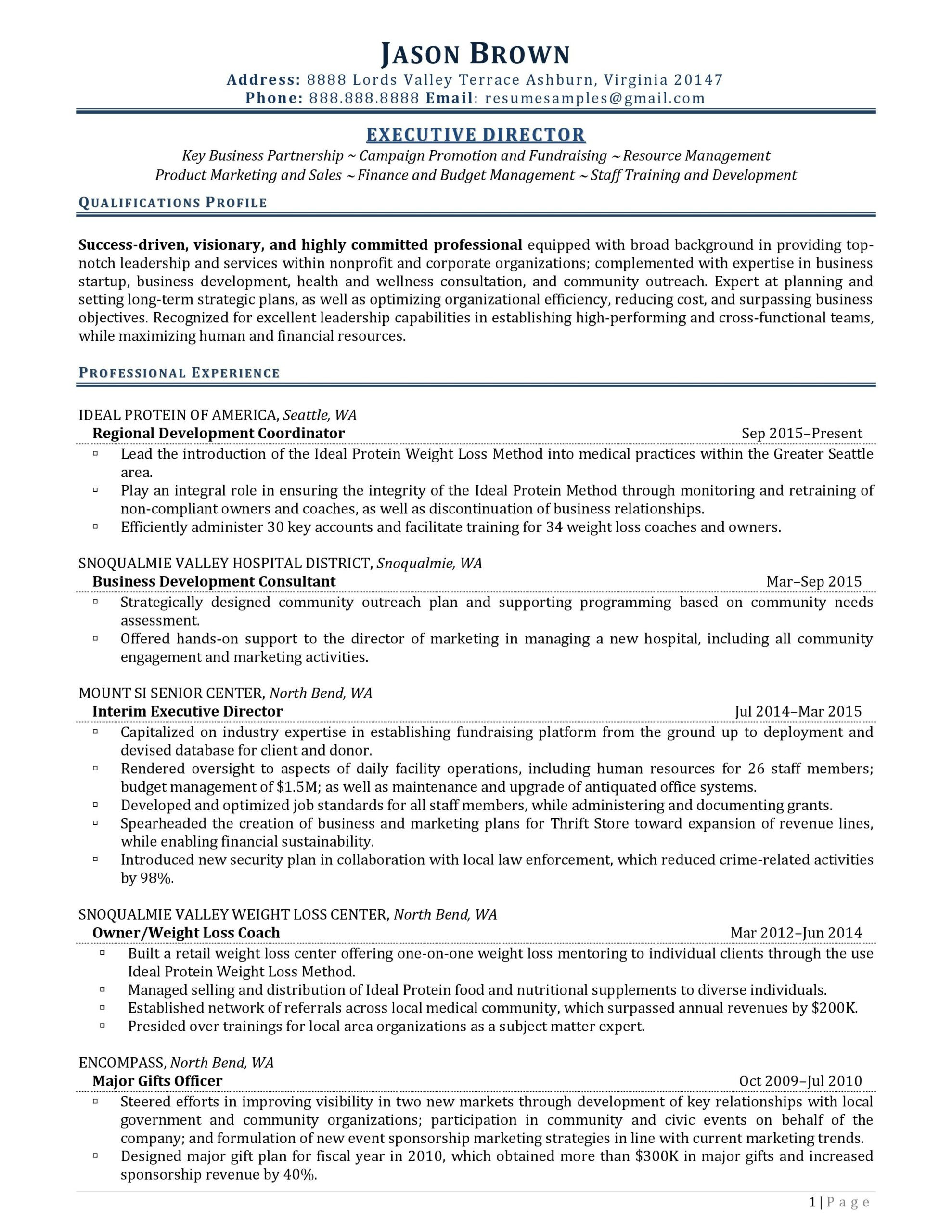 nonprofit resume examples