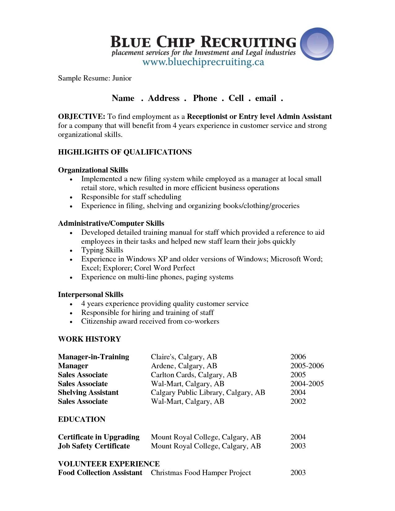 Resume Objective Sample for Office Staff Receptionist Resume Objective Sample Job Resume Samples Resume …