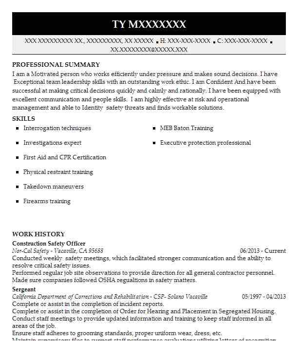 fire and safety fresher resume format