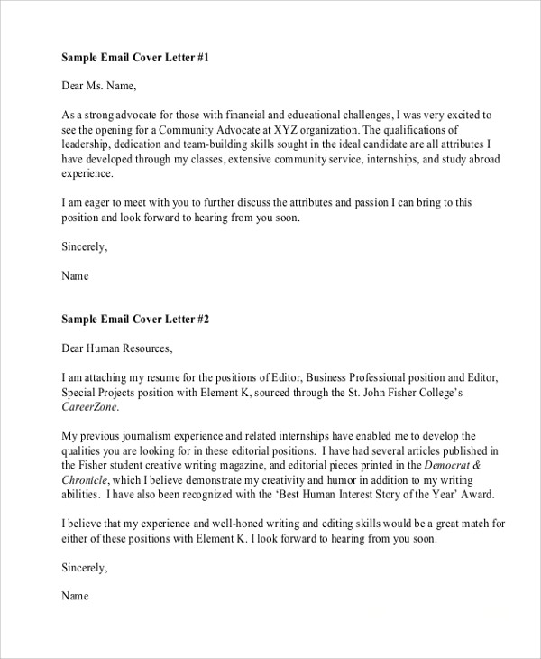 resume cover letter formats