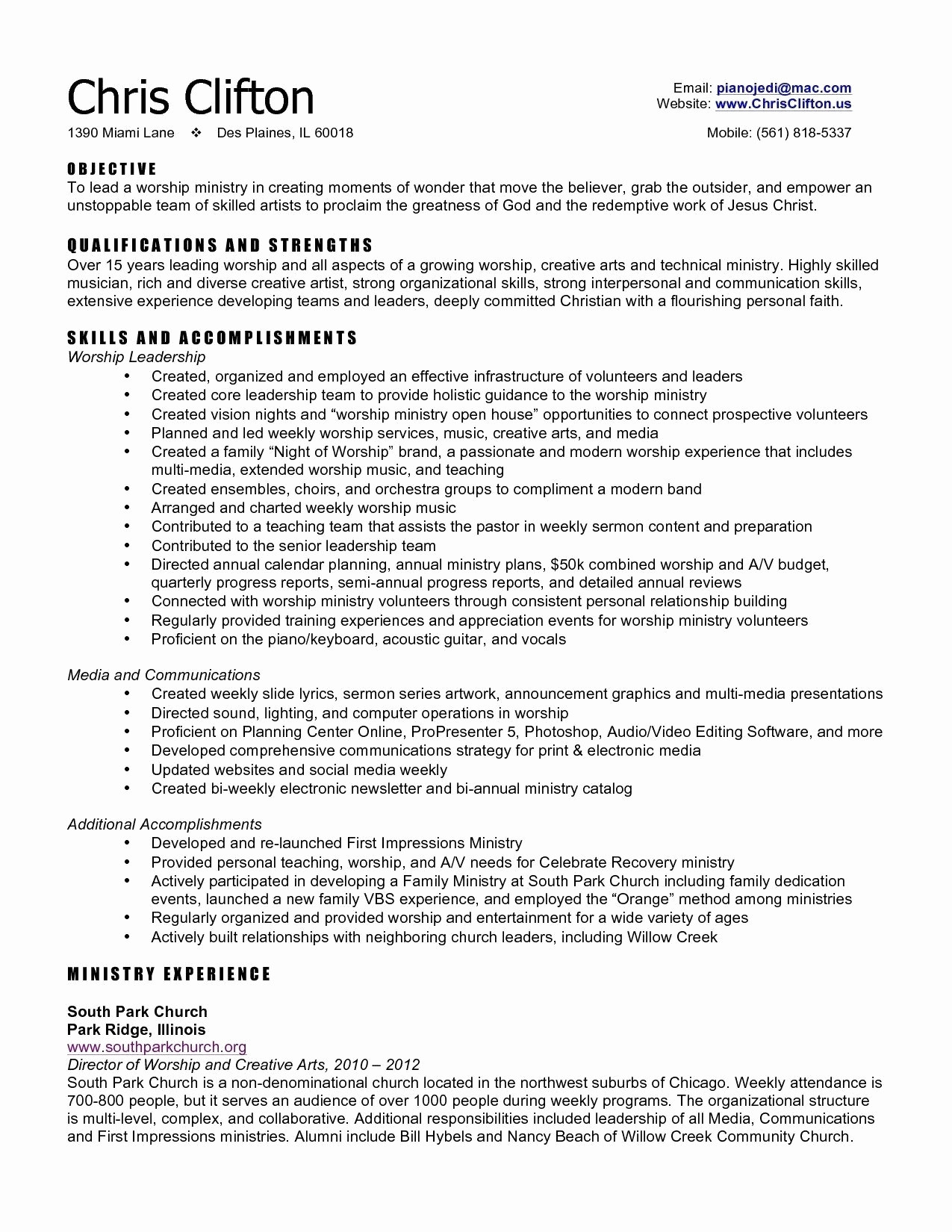 pastor resume templates