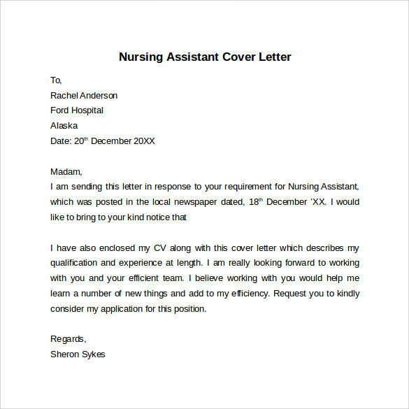 sample nursing cover letter template