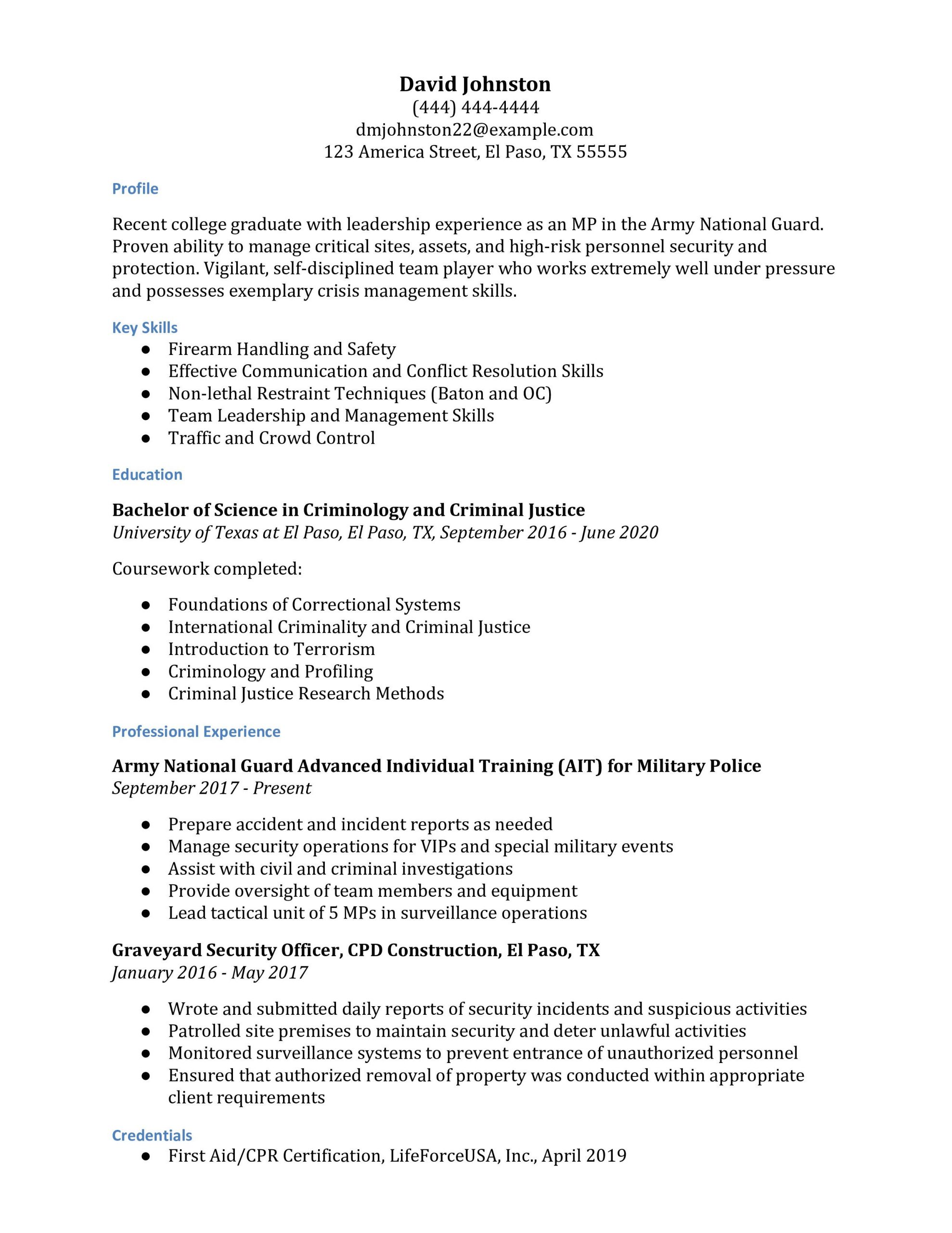 military to civilian resume examples