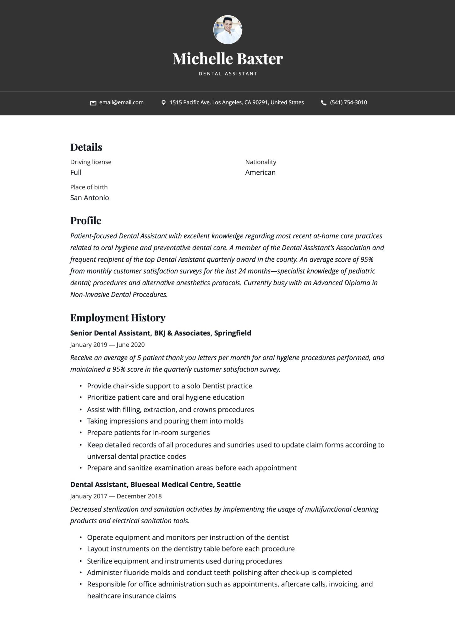 Sample Of Dental assistant Resume with No Experience 17 Dental assistant Resumes & Writing Guide 2020