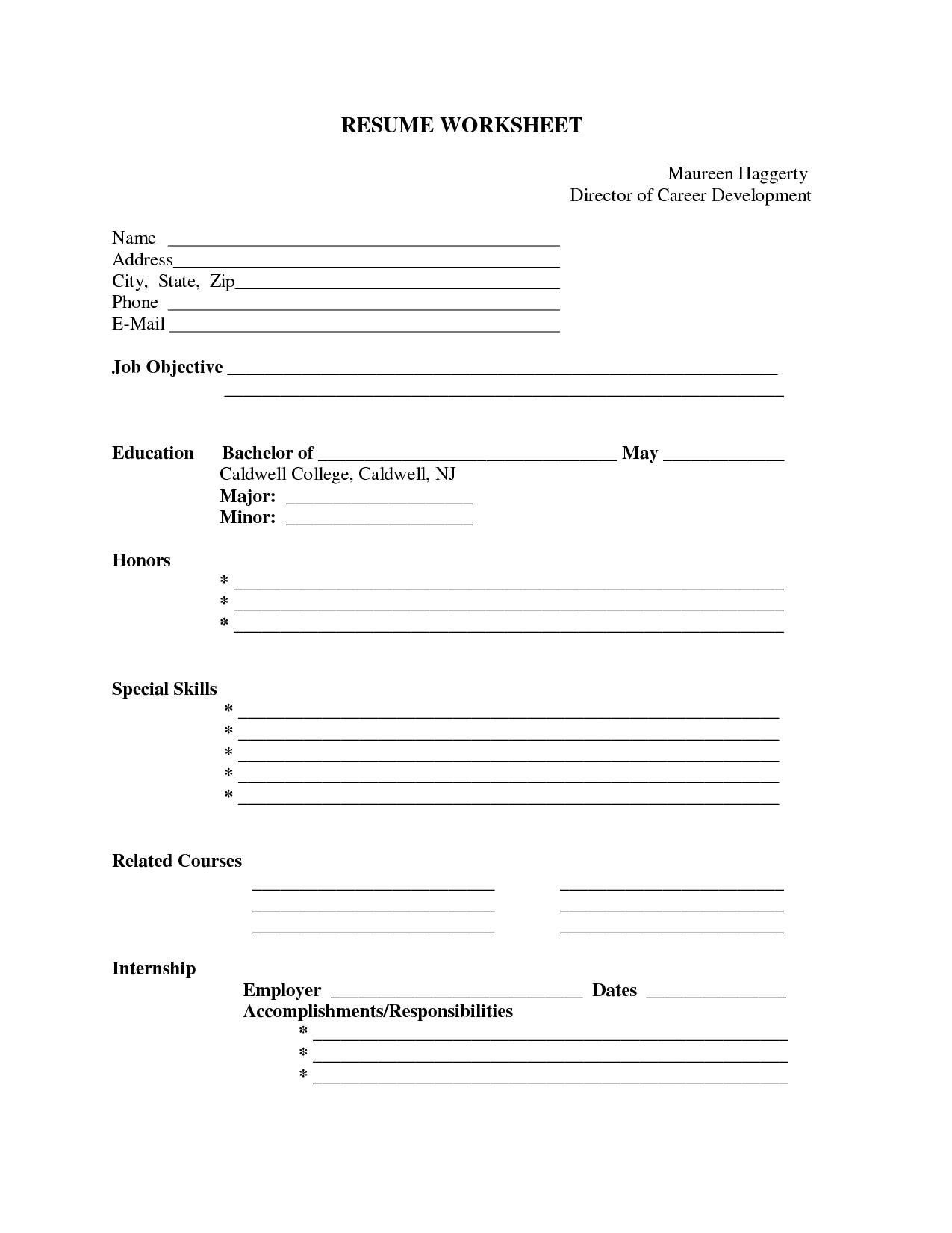 free printable fill in the blank resume templates