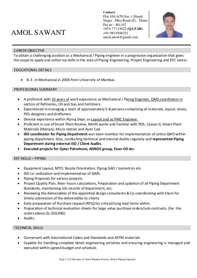 10 years of experience resume