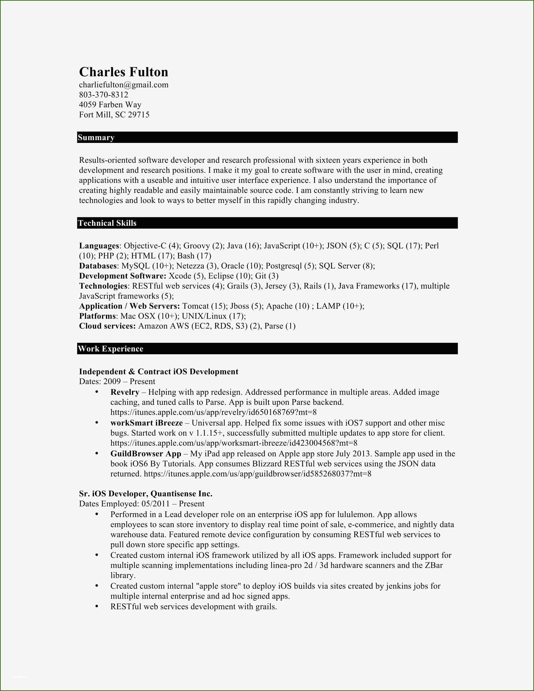 10 years experience software engineer resume