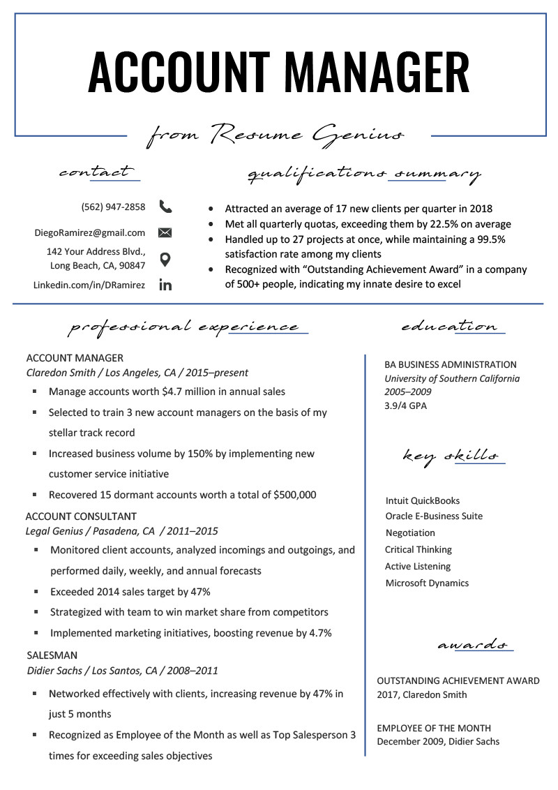 account manager resume example