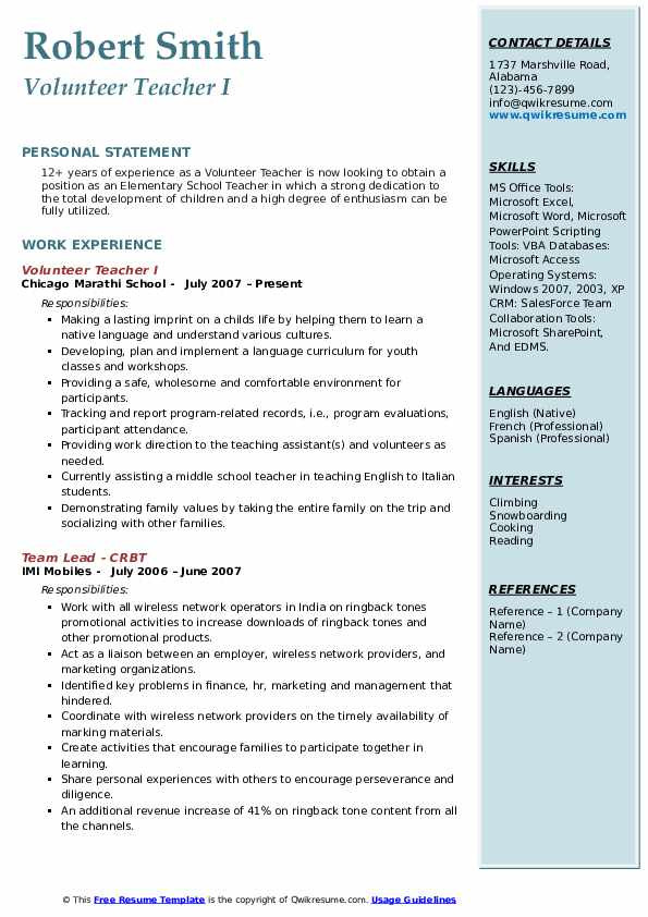 resume english teacher japan