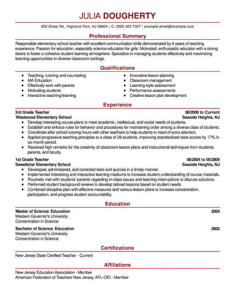 teaching resume