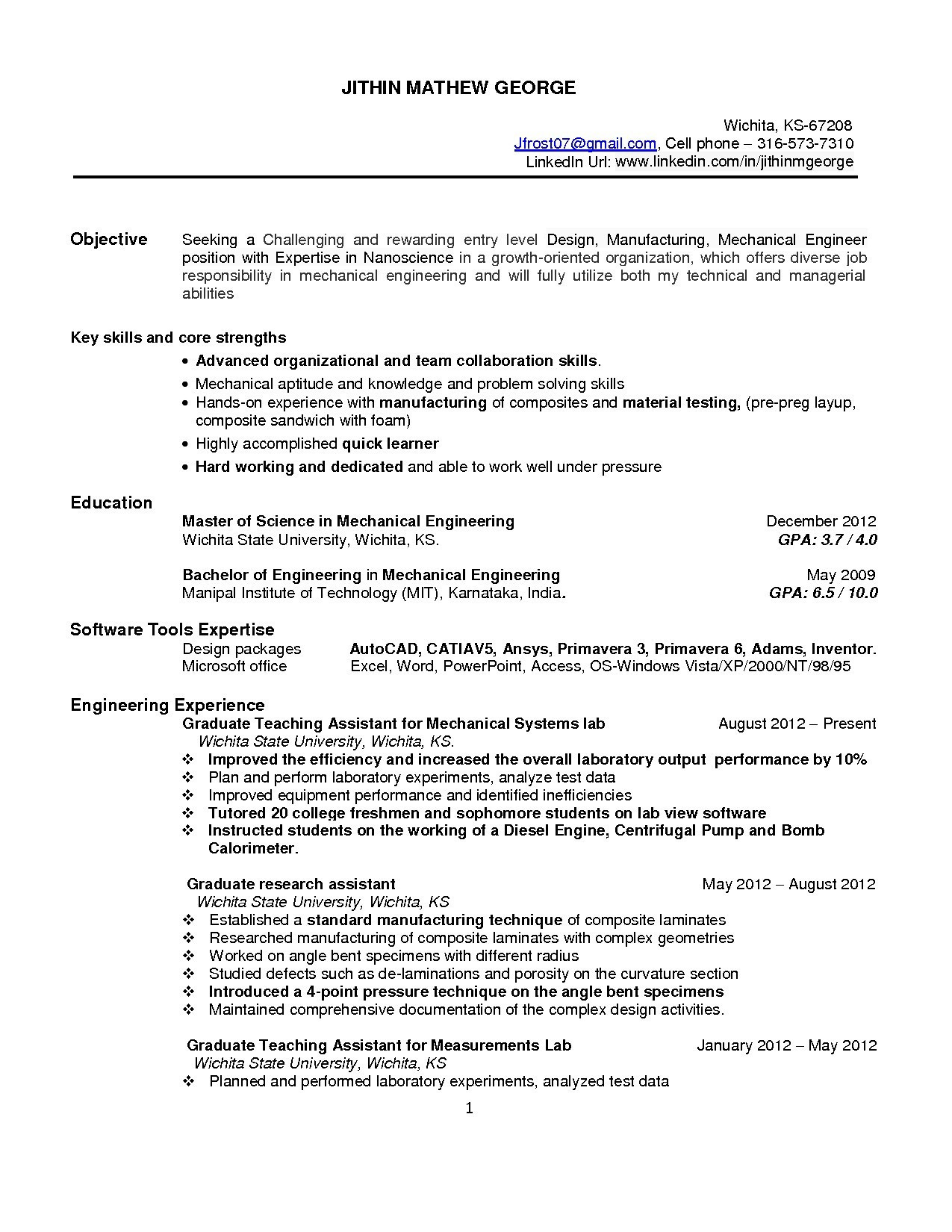 entry level electrical engineer resume