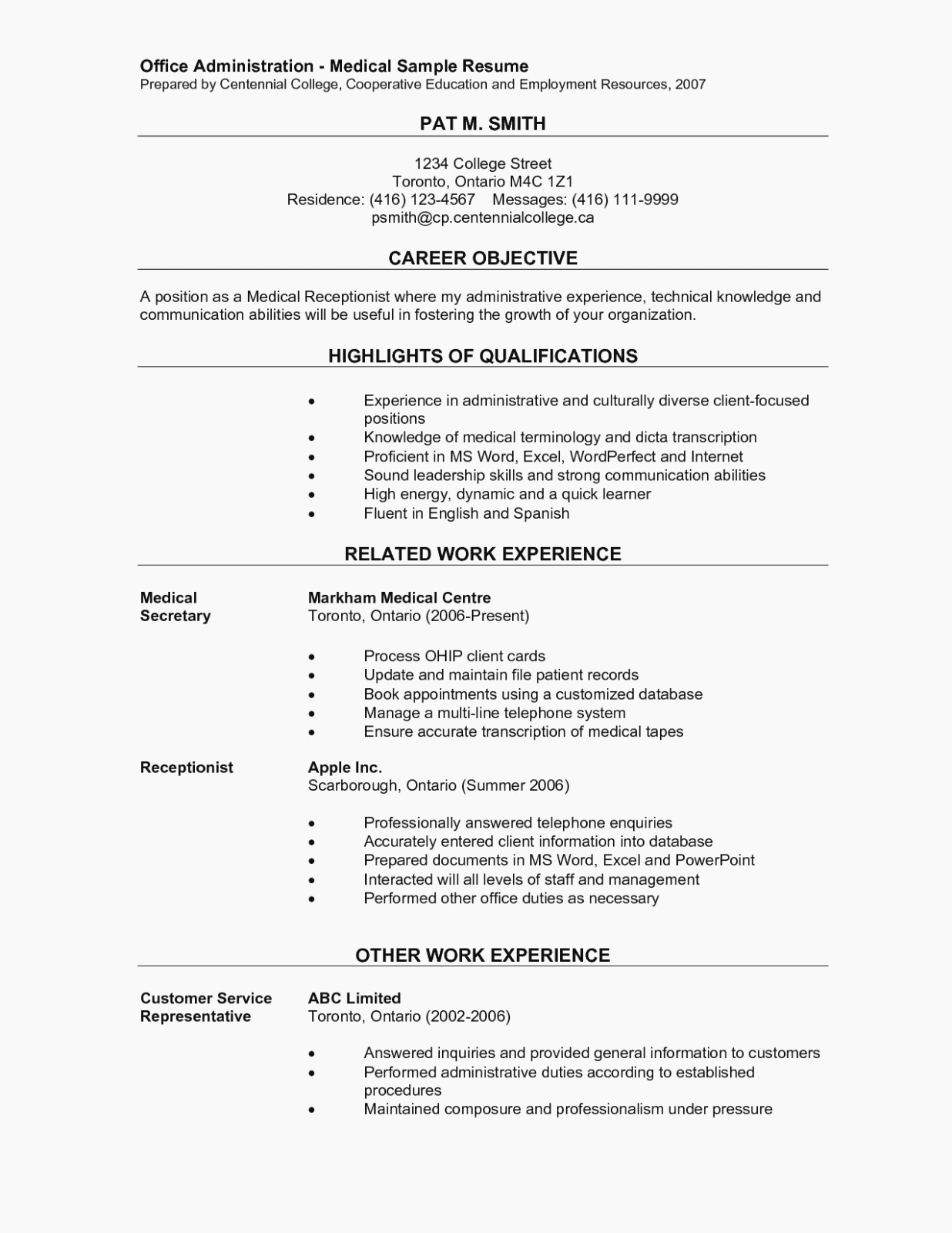 entry level healthcare administration resume