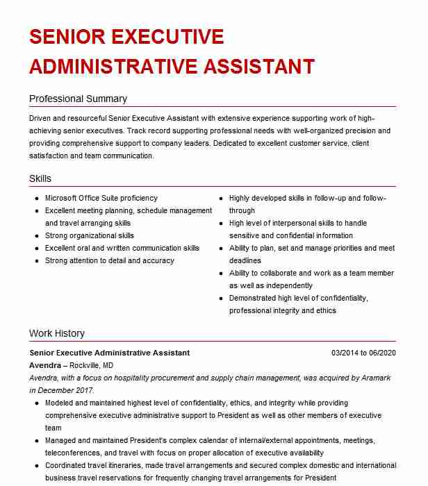 senior administrative assistant executive assistant 768fd3f aa5f945edc25cd5f4