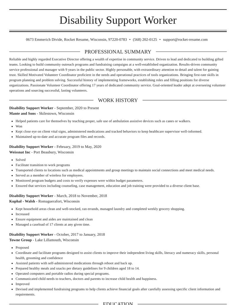 Sample Resume for Home Support Worker Disability Support Worker Resume Writer & Example Rocket Resume