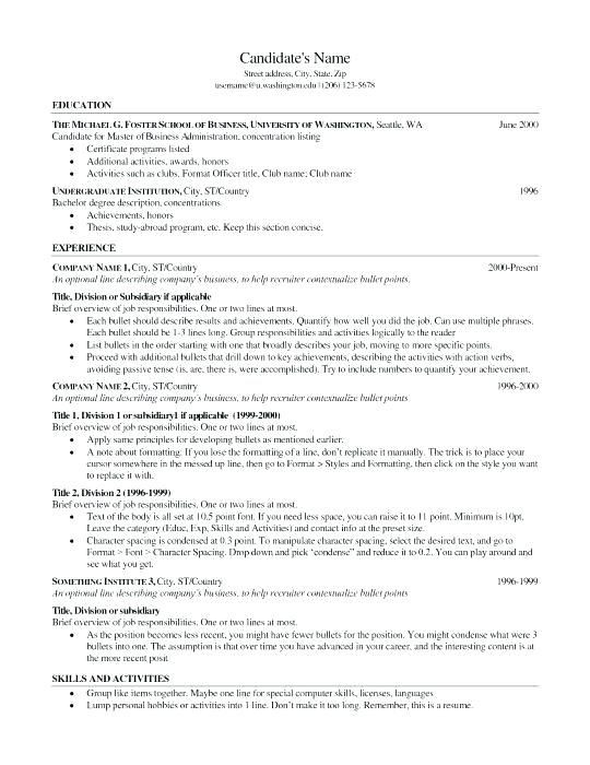 mba finance resume format for mba