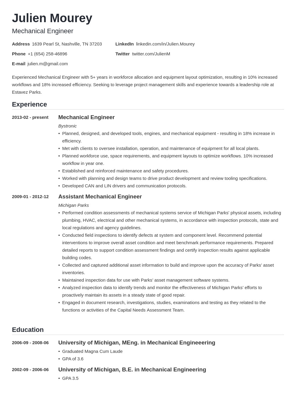 resume format for freshers mechanical engineers pdf free