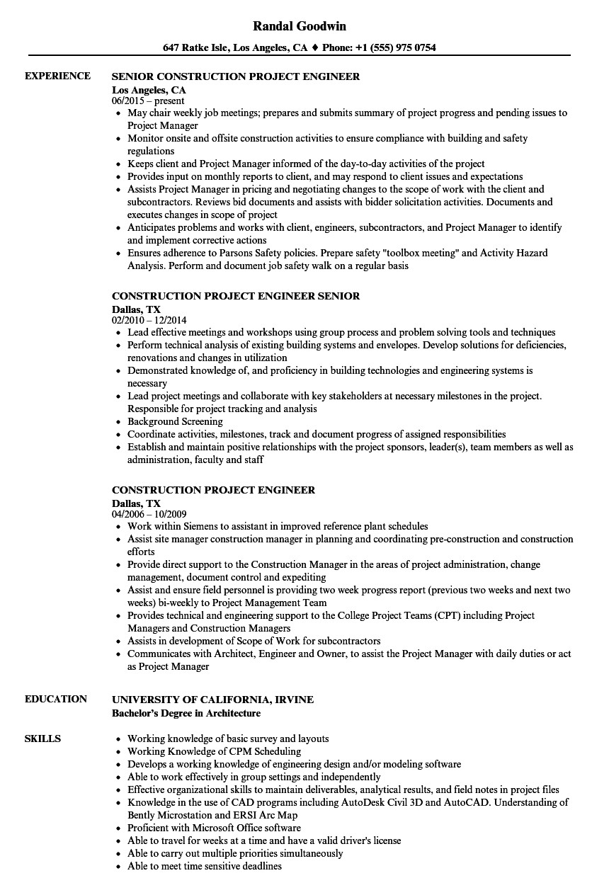 road construction engineer resume