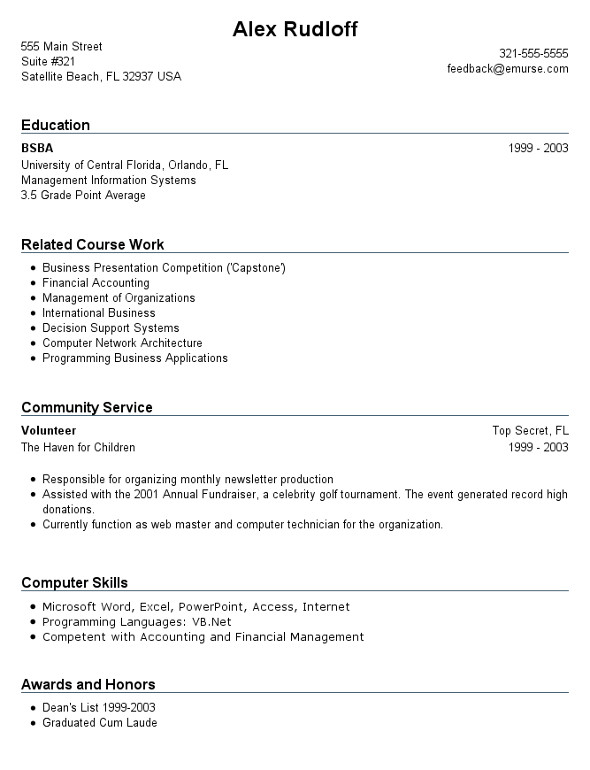 resume format for college students with