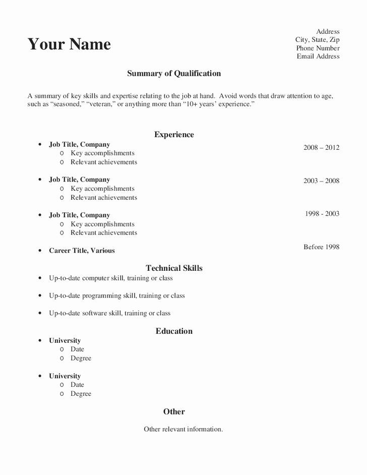 examples of resumes for older workers