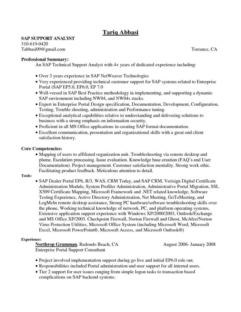 sap fico sample resume for experienced