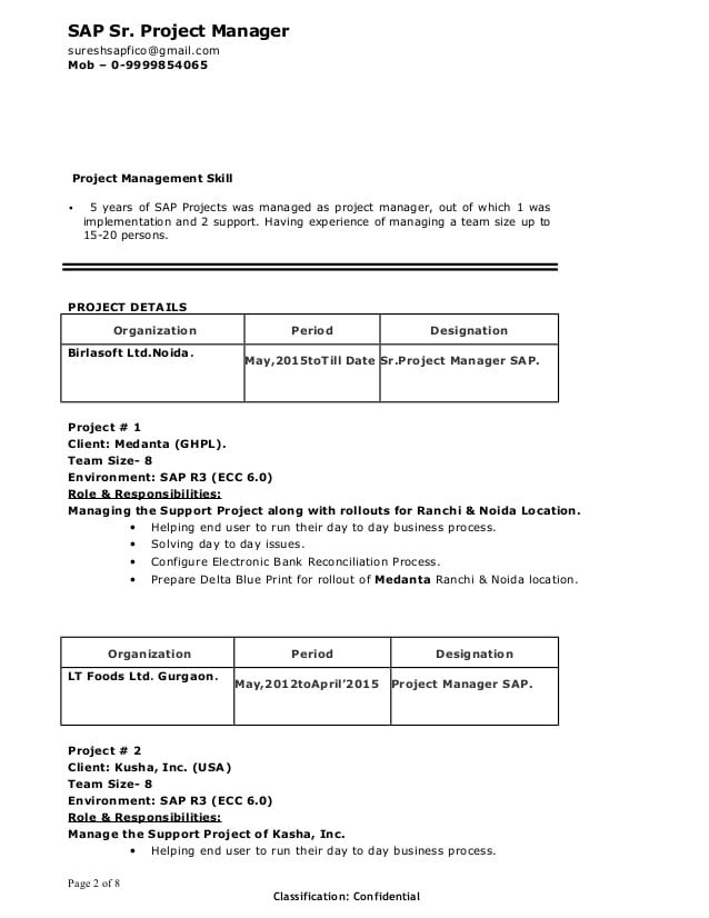 suresh sap project managerresume