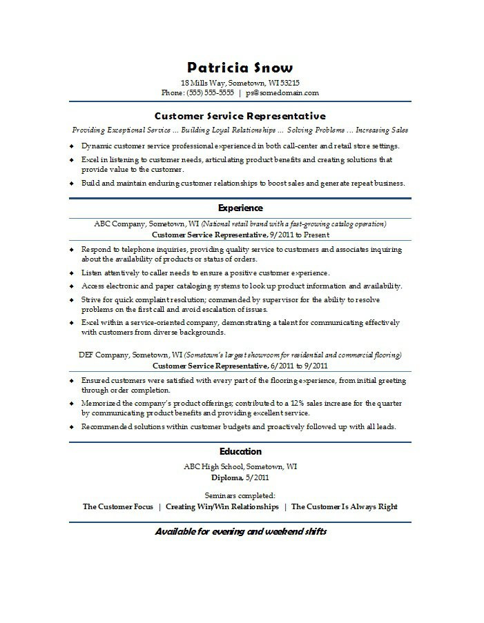 customer service representative resume templates