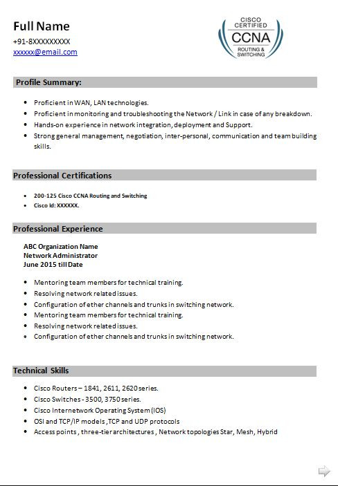 ccna resume examples