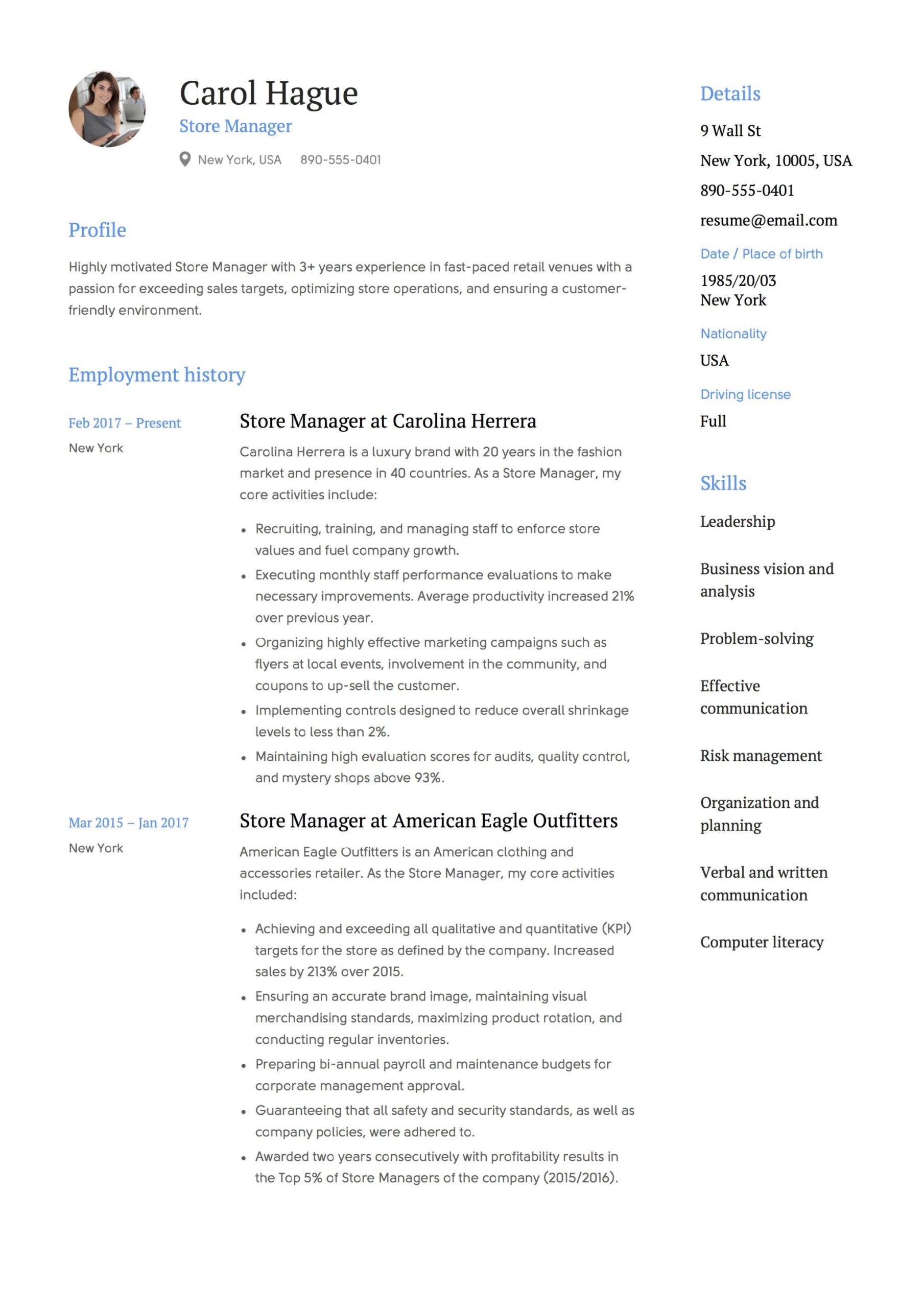 storekeeper cv sample pdfml