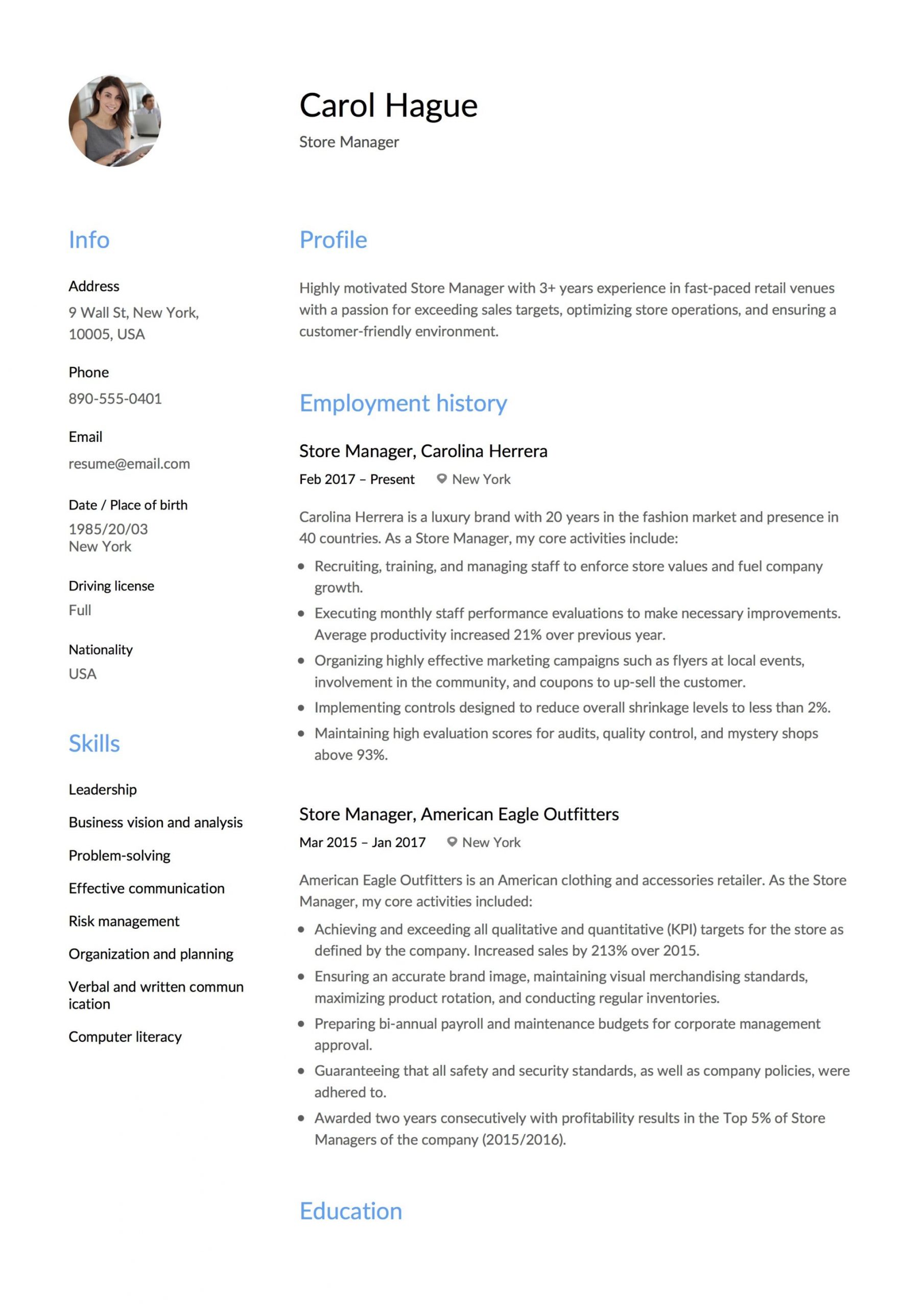 storekeeper cv sample pdfml