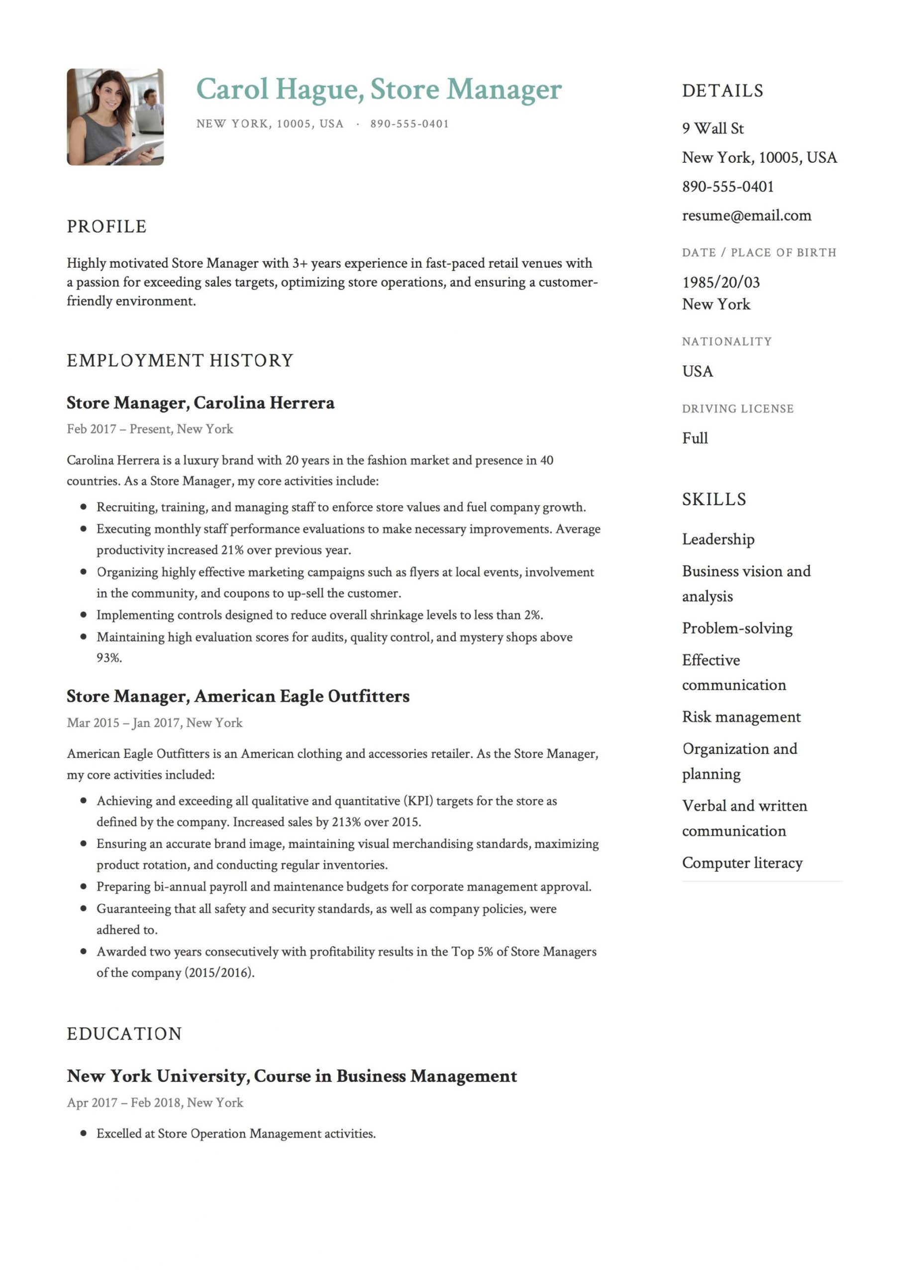 storekeeper cv sample pdfml